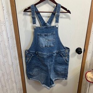 Ava & Viv Medium Blue Denim Short Overalls